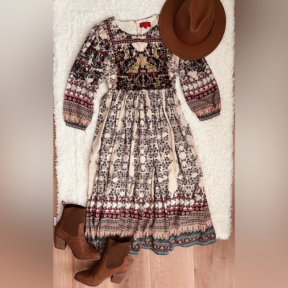 NEW Bhanuni By Jyoti Far Fields Midi Dress Anthropologie - size 0